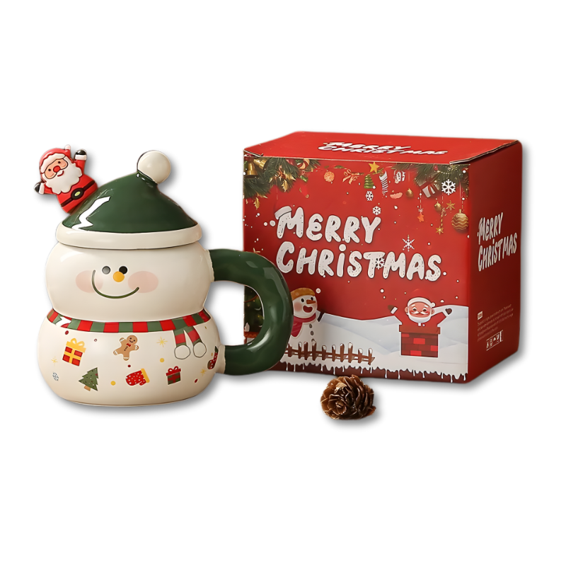 🎄Christmas Limited Edition | Cute Santa Claus Ceramic Mug✨ Creative Lid Design🎅 Christmas-Style Drinking Cup for Home & Office🎁
