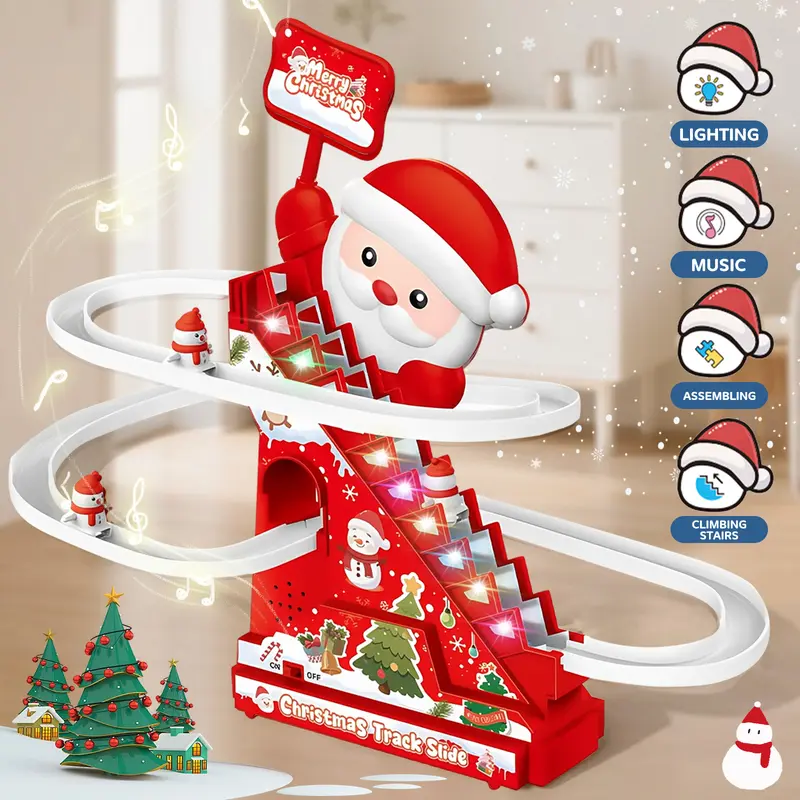 🎄✨ Christmas Electric Climbing Stairs Track Toy Set 🚂🎁 | Fun Sliding & Assembling Toy for Kids!