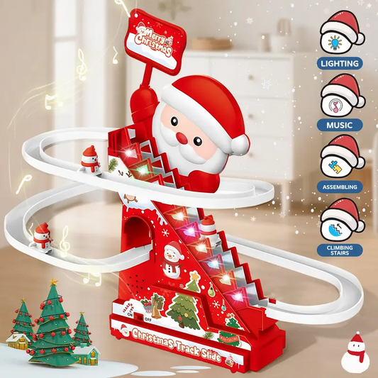 🎄✨ Christmas Electric Climbing Stairs Track Toy Set 🚂🎁 | Fun Sliding & Assembling Toy for Kids!