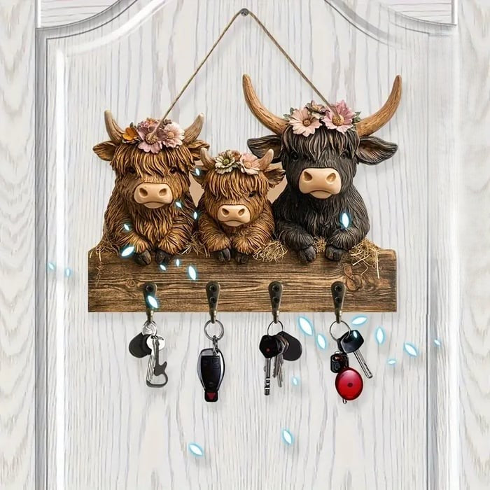 🐮50% off-Wooden Animal Keychain, Handmade Wood Keyring for Gifts