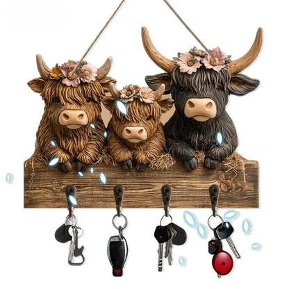 🐮50% off-Wooden Animal Keychain, Handmade Wood Keyring for Gifts
