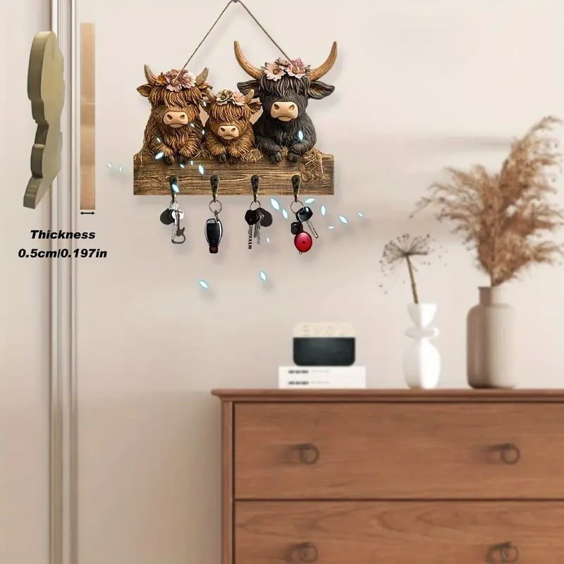 🐮50% off-Wooden Animal Keychain, Handmade Wood Keyring for Gifts