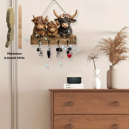 🐮50% off-Wooden Animal Keychain, Handmade Wood Keyring for Gifts