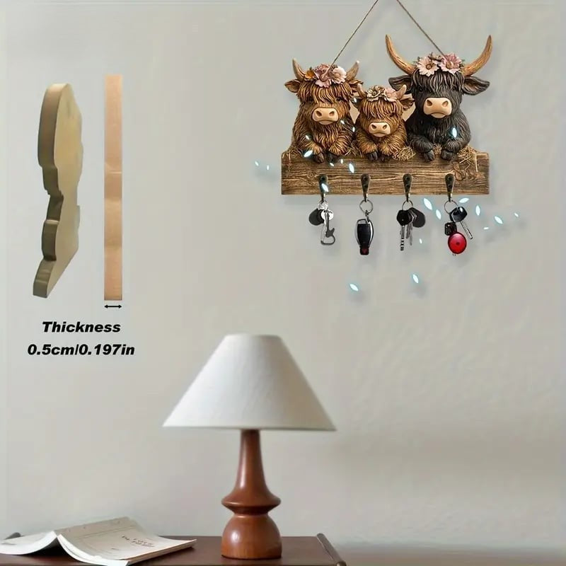 🐮50% off-Wooden Animal Keychain, Handmade Wood Keyring for Gifts