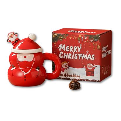 🎄Christmas Limited Edition | Cute Santa Claus Ceramic Mug✨ Creative Lid Design🎅 Christmas-Style Drinking Cup for Home & Office🎁