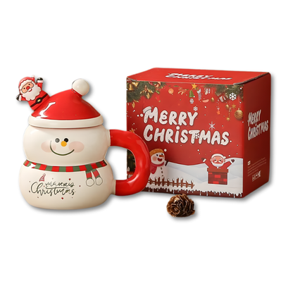 🎄Christmas Limited Edition | Cute Santa Claus Ceramic Mug✨ Creative Lid Design🎅 Christmas-Style Drinking Cup for Home & Office🎁
