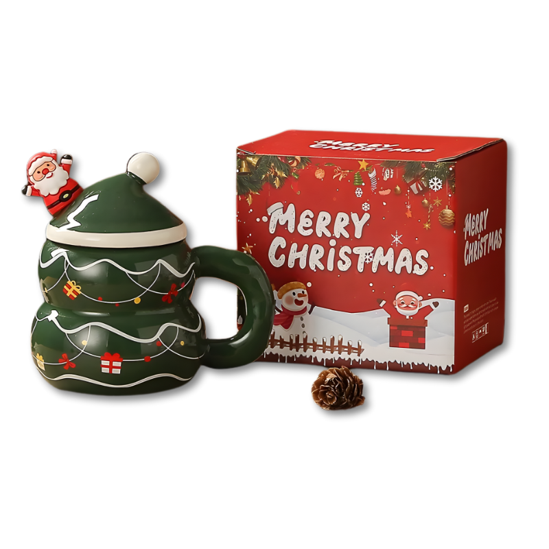 🎄Christmas Limited Edition | Cute Santa Claus Ceramic Mug✨ Creative Lid Design🎅 Christmas-Style Drinking Cup for Home & Office🎁